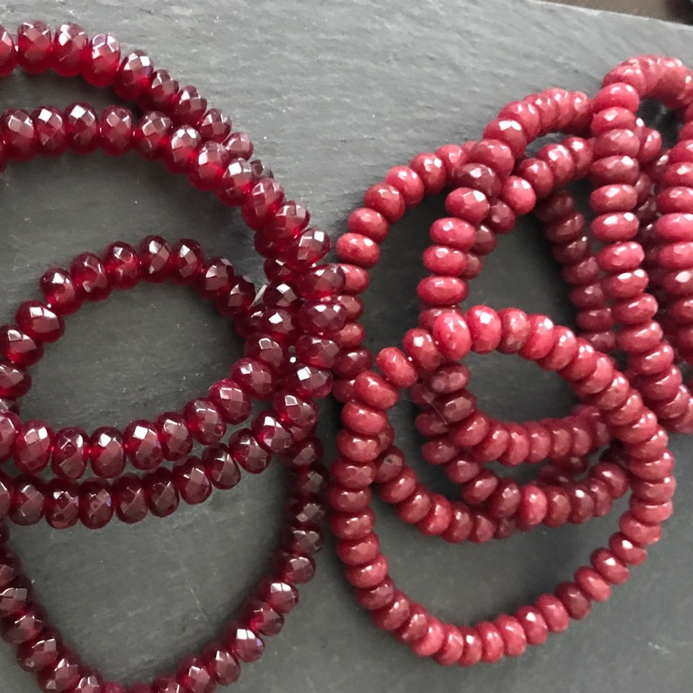 Hand faceted natural RUBY or GARNET bracelet - Picture 1 of 5